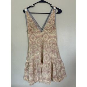 Free People Multicolor Deep V-neck Floral Smocked Mini Dress Size 6